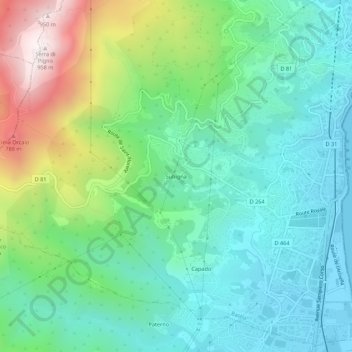 Topografische kaart Subigna, hoogte, reliëf