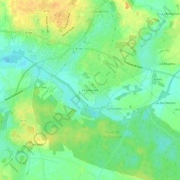 Topografische kaart La Frelaudais, hoogte, reliëf