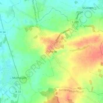 Topografische kaart Eichede, hoogte, reliëf
