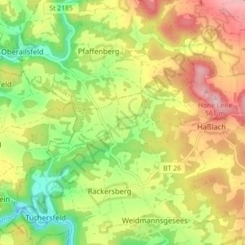 Topografische kaart Kleinlesau, hoogte, reliëf