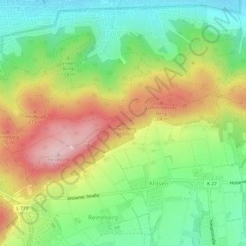 Topografische kaart Straußberg, hoogte, reliëf