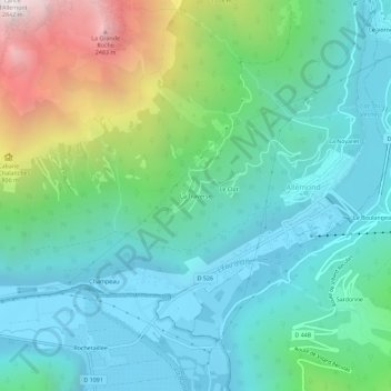 Topografische kaart La Traverse, hoogte, reliëf
