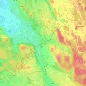 Topografische kaart Marnbach, hoogte, reliëf