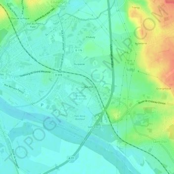 Topografische kaart La Baratte, hoogte, reliëf