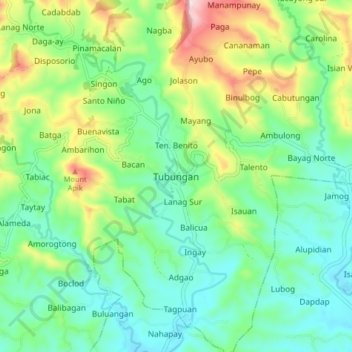 Topografische kaart Tubungan, hoogte, reliëf
