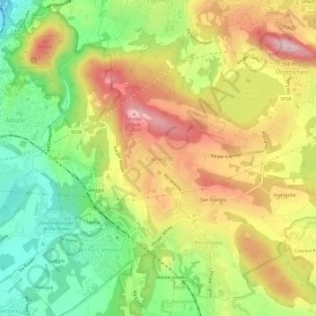Topografische kaart Capiago, hoogte, reliëf