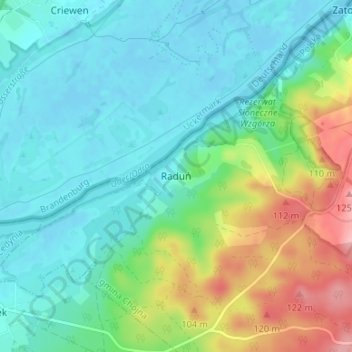Topografische kaart Raduhn, hoogte, reliëf