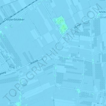 Topografische kaart Blokdijk, hoogte, reliëf