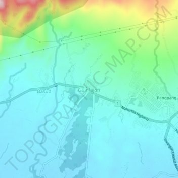 Topografische kaart Guinlajon, hoogte, reliëf