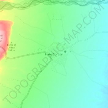 Topografische kaart Hato Corozal, hoogte, reliëf