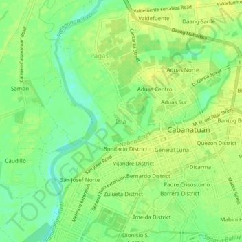 Topografische kaart Isla, hoogte, reliëf