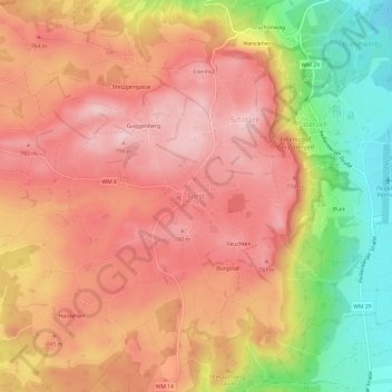 Topografische kaart Forst, hoogte, reliëf