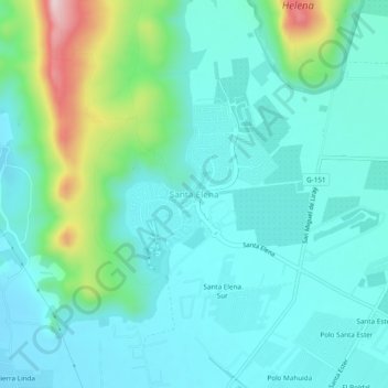 Topografische kaart Santa Elena, hoogte, reliëf