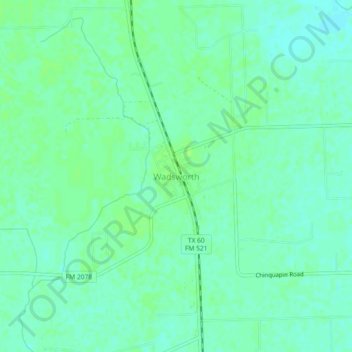 Topografische kaart Wadsworth, hoogte, reliëf