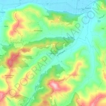 Topografische kaart Vallegioliti, hoogte, reliëf