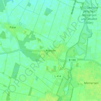 Topografische kaart Ahnsen, hoogte, reliëf