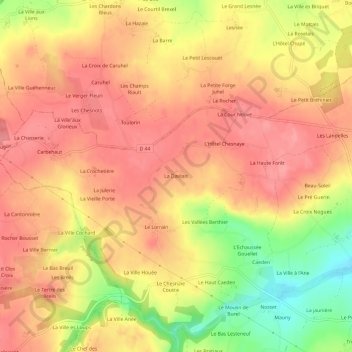 Topografische kaart La Daviais, hoogte, reliëf