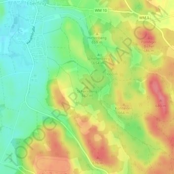 Topografische kaart Schernberg, hoogte, reliëf