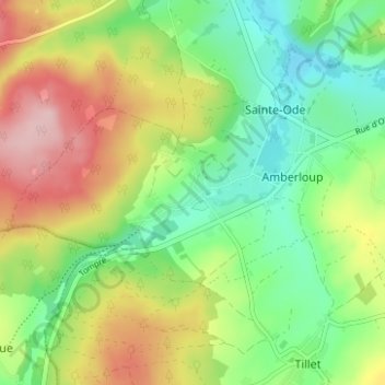 Topografische kaart Tonny, hoogte, reliëf