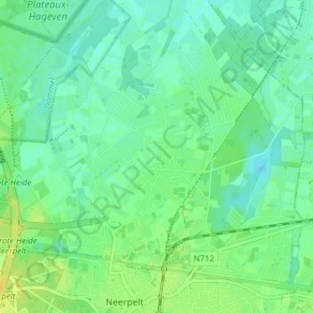 Topografische kaart Grote Heide, hoogte, reliëf