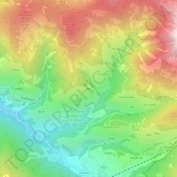Topografische kaart Blei, hoogte, reliëf