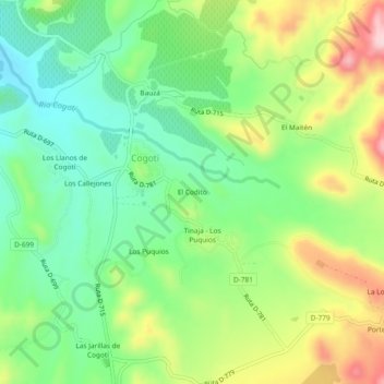 Topografische kaart El Codito, hoogte, reliëf