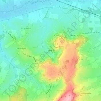 Topografische kaart Nanteuil, hoogte, reliëf