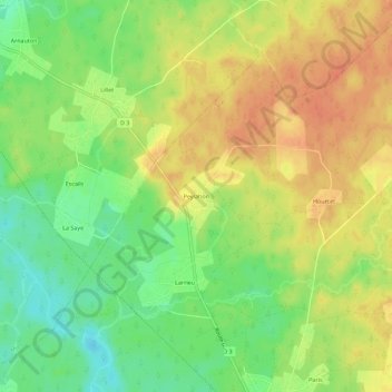 Topografische kaart Peylahon, hoogte, reliëf