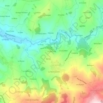 Topografische kaart Grand Petit, hoogte, reliëf