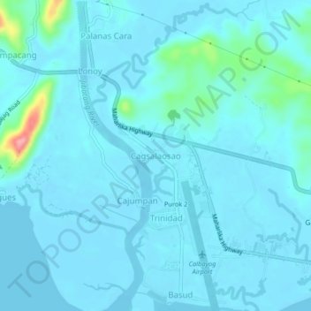 Topografische kaart Cagsalaosao, hoogte, reliëf