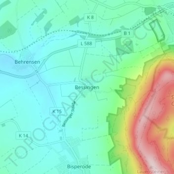 Topografische kaart Bessingen, hoogte, reliëf
