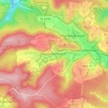 Topografische kaart Neuschleichach, hoogte, reliëf