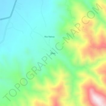 Topografische kaart Otas, hoogte, reliëf