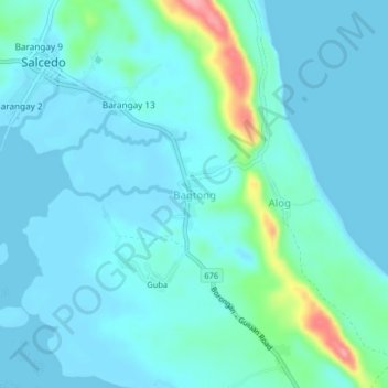 Topografische kaart Bagtong, hoogte, reliëf