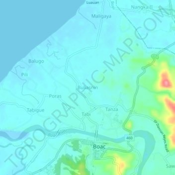 Topografische kaart Buliasnin, hoogte, reliëf