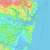 Topografische kaart Sydney, hoogte, reliëf