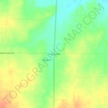 Topografische kaart Union Center, hoogte, reliëf