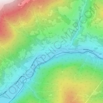 Topografische kaart Sankt Ruprecht ob Murau, hoogte, reliëf