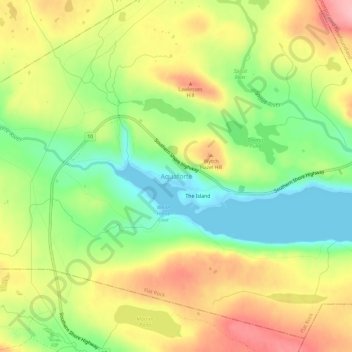 Topografische kaart Aquaforte, hoogte, reliëf