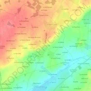 Topografische kaart Saint-Aaron, hoogte, reliëf