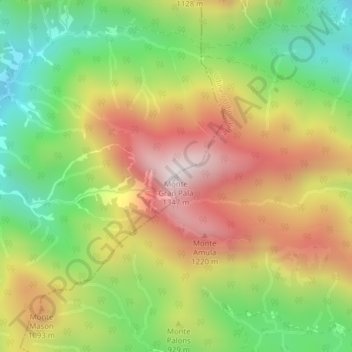 Topografische kaart Monte Gran Pala, hoogte, reliëf