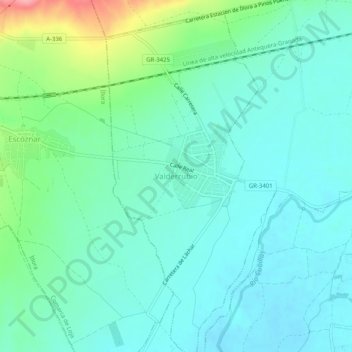 Topografische kaart Valderrubio, hoogte, reliëf