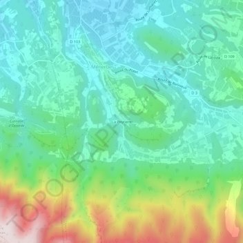 Topografische kaart La Peyriere, hoogte, reliëf