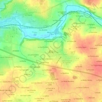 Topografische kaart Bel Air, hoogte, reliëf