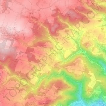 Topografische kaart Loiwein, hoogte, reliëf