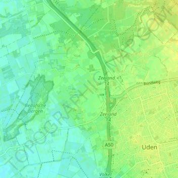 Topografische kaart Loo, hoogte, reliëf