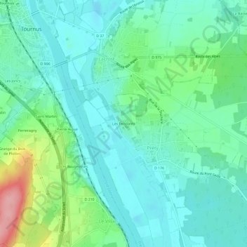 Topografische kaart Les Pendants, hoogte, reliëf