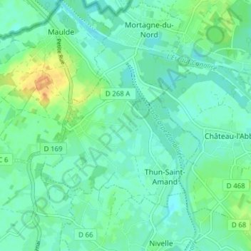 Topografische kaart Grand Manoir, hoogte, reliëf