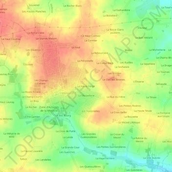 Topografische kaart La Haute Forge, hoogte, reliëf