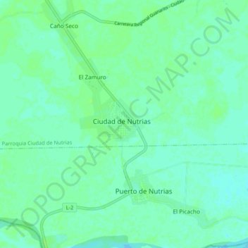 Topografische kaart Ciudad de Nutrias, hoogte, reliëf